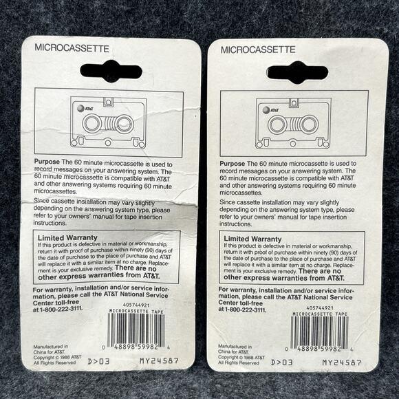 NOS Vintage 1988 AT&T Microcassette 2-Pack New & Sealed - Picture 2 of 5